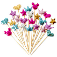 5pcs/lot Lovely Heart Star Crown Cake Topper For Birthday Cupcake Flag Baby Shower Party Wedding Decoration Supplies Mickey Mous 2024 - buy cheap