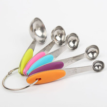 5pcs/Lot Stainless Steel Measuring Spoons Durable Coffee Tea Cooking Baking Measuring Tools With Colorful Silicone Handle 2024 - buy cheap