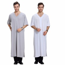 Islamic Men's Clothing Abaya Short Sleeve Loose Shirt Dress Jilbab Moslem Robe Muslim Jubba Thobe Middle East Kaftan Dubai Arab 2024 - buy cheap