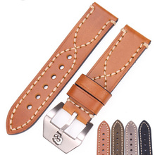 22mm 24mm Watchbands Italy Genuine Leather Thick Women Watch Strap Belt Stainless Steel Buckle Clasp For Panerai 2024 - buy cheap