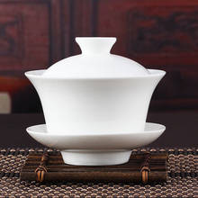 Chinese Gaiwan Tea Set Kung Fu White Ceramic Gaiwan White Teaware Sancai Tea Cup 2024 - купить недорого