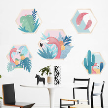 Pintura modular estilo nórdico, arte e impressão de flamingo, adesivo de parede para sala de estar, quarto, decoração de casa 2024 - compre barato