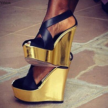 Olomm New Arrival Women Platform Sandals Wedges High Heels Sandals Open Toe Gorgeous Gold Party Shoes Women US Plus Size 5-15 2024 - buy cheap