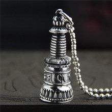 Pure Silver Silver Jewelry 925 Silver Pagoda Pendant And Retro Silver Pendant Unique Auspicious Religious Pattern Silver Jewelry 2024 - buy cheap