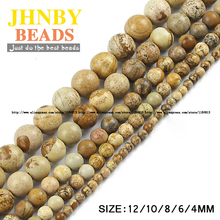 JHNBY Picture Natural Stone 4/6/8/10/12MM Round spacer charm Loose beads for Jewelry bracelets necklace making DIY accessories 2024 - buy cheap