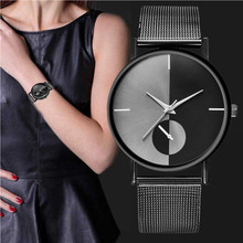 Relógio de pulso feminino aço inoxidável quartzo dourado clássico 2024 - compre barato