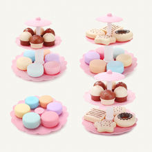 New Pretend Play 17Pcs Girl Pink Cake Tower Mini Cookie Food Set Plastic Kitchen Toys Kids Pretend Play Birthday Gift Toy D1 2024 - buy cheap