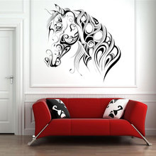Calcomanía de vinilo con diseño creativo de cabeza de caballo para decoración del hogar, sala de estar pegatina de pared para, Mural autoadhesivo extraíble 3272 2024 - compra barato