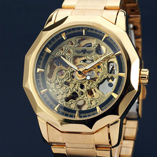 WINNER Luxury Top Brand Mechanical Watch Skeleton Men Carving Clock Stainless Steel Golden Wristwatches Erkek Kol Saati Relojes 2024 - buy cheap