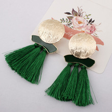 2019 Brincos Bohemian Statement Tassel Earrings Round Metal Enamel Drop Earrings for Women Wedding Long Fringed Earrings Jewelry 2024 - buy cheap