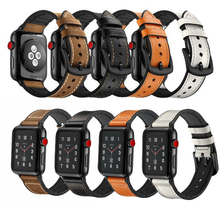 Кожаный чехол для Apple watch, 38 мм, ремешок для наручных часов iwatch серии 4/3/2/1 42 мм 40 мм 44 силиконовый ремешок черный Brownseries 5 2024 - купить недорого
