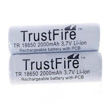 2pcs/lot TrustFire Protected TR 18650 2000mAh 3.7V Rechargeable Lithium Battery with PCB Power Source For LED Flashlights 2024 - buy cheap