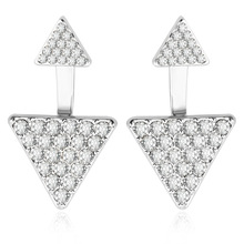 Full Bling Crystal Small Triangle Stud Geometric Dangle Earrings Silver Plated Golden Drop Earrings for Women 2024 - buy cheap