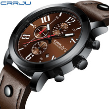 CRRJU Luxury Brand Mens Military Calendar Analog Quartz Watch Leather Chronograph Army Sport Watches Reloj Hombre 2024 - buy cheap