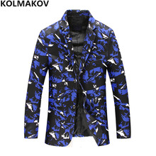 New Arrival Autumn Mens Blazer Coats Men's Printed Blazers Jackets Slim Fit 2019 Men's Blazer Dress Plus Size L-6XL,7XL,8XL 2024 - buy cheap