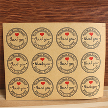 12/60/120PCS Thank You Red Custom Round Labels Paper Bag Kraft Stickers Love Self-adhesive Stickers Garment Labels For Party 2024 - buy cheap