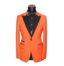 Blazer masculino laranja e preto, blazer com lapela repicada, melhor terno casual para casamento, jaqueta e calça 2019 2024 - compre barato