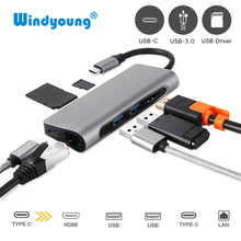 7 в 1 USB C концентратор USB-C HDMI 4K Gigabit Ethernet Rj45 адаптер USB 3,1 SD/TF кардридер для MacBook Pro iPad Type C концентратор Hdmi USB 2024 - купить недорого