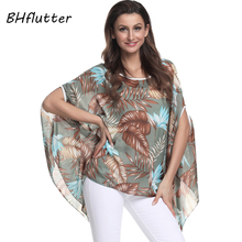 BHflutter 4XL 5XL 6XL Plus Size Women Blouses 2018 Batwing Floral Print Summer Tops Boho Casual Chiffon Blouse Blusas Femininas 2024 - buy cheap
