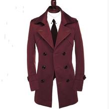 Trench coat men plus size windbreaker adolescent double-breasted jacket wine red manteau homme mens overcoat spring korean 2024 - buy cheap