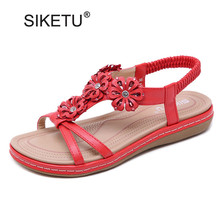 2019 New Fashion Summer Women Bohemia Sandals Rhinestones Leisure Beach Shoes Flowers Female Sandal Plus Size 35-42 SIKETU Brand 2024 - buy cheap