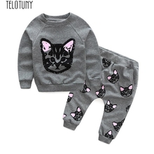 TELOTUNY baby girl clothes Baby Kids Set Clothes Long Sleeve Cats Print Tracksuit +Pants Outfits set JM Z0829 2024 - buy cheap