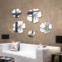 5 pcs Flower Pattern Wall Sticker Home Decor 3D Wall Decal Art DIY Mirror Wall Stickers Living Room Decoration Silver/Gold 2024 - buy cheap