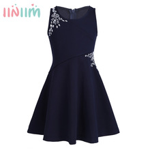 iiniim Elegant Tutu Girls Sleeveless Dazzling Rhinestones Embellished Dress for Party Casual Summer Holiday Party Dresses 2024 - buy cheap