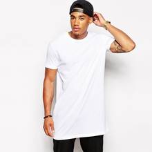 2021 Brand Men's Cotton Clothing White Long T Shirt Hip Hop Men T-Shirt Extra Long Length Man Tops Tee Long Line Tshirt For Male 2024 - купить недорого