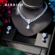 HIBRIDE-Conjunto de colgante de collar para mujer, de lujo, con forma de gota de agua con circón, para fiesta, joyería, N-154 de boda 2024 - compra barato
