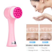 Double Side Silicone Facial Cleanser Brush Mini Portable 3D Face Clean Vibration Massage Face Washing Exfoliator Skin Care Tool 2024 - buy cheap