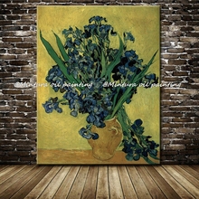 Pintura al óleo sobre lienzo de reproducción de Iris púrpura pintada a mano, pinturas al óleo de Vincent van Gogh, decoración moderna del hogar, envío gratis 2024 - compra barato