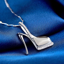 100% prata esterlina 925 colar de prata de salto alto zircão pingente colar de jóias de moda 2024 - compre barato