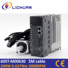 Lichuan 5 м кабель А4 серии двигатель переменного тока 220 В Серводвигатель 200 Вт с набором драйверов 60st-06030 3000 об/мин 0.637нм для станка с ЧПУ 2024 - купить недорого