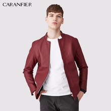 CARANFIER 2017 Men PU Faux Motorcycle Leather Red Jacket Autumn Thick Winter Warm Clothing Male Slim Section Casual Pocket Coats 2024 - buy cheap