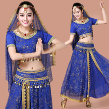Traje de dança do ventre feminino, fantasia de bollywood para dança do ventre, estilo indiano, traje profissional para palco 2024 - compre barato