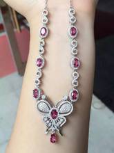 Natural pink topaz stone Necklace Natural Gemstone Pendant Necklace S925 sliver women Luxury trendy butterfly party Jewelry 2024 - buy cheap