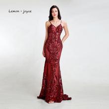 Lemon joyce, винно-красные вечерние платья, длинные, 2020, сексуальное, с v-образным вырезом, с открытой спиной, расшитое блестками, вечернее платье русалки, светоотражающее платье, плюс размер 2024 - купить недорого