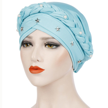 HT2325 Women Turban Wrap Cap Hats Beading India Hat Muslim Ruffle Cancer Chemo Beanie Hat Woman Braided Scarf Skullies Beanies 2024 - buy cheap