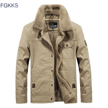 Fgkks jaqueta masculina de inverno, casaco de lã de gola de pele, jaqueta masculina, moderna, tática, quente, casaco 2024 - compre barato