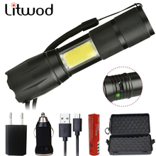 Litwod z20 103 Micro USB порт перезаряжаемый светодиодный фонарик Фонарь XML T6 COB 5000LM 4 режима масштабируемый для кемпинга 2024 - купить недорого