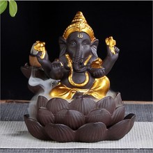 Incenso de refluxo de deus elefante, queimador de incenso da índia, presente de meditação, enfeites de decoração para casa e escritório 2024 - compre barato