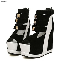 Women Platform Wedges Sandals Sexy High Heels Open Toe Summer Party Shoes Plus Size Multi Color 2024 - buy cheap