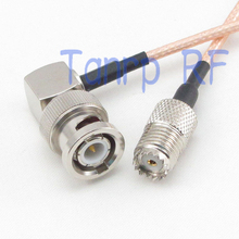 Cabo de extensão coaxial rg316, cabo de extensão de 15cm, 6 polegadas, bnc, plugue macho, ângulo reto para mini uhf fêmea, conector adaptador rf 2024 - compre barato