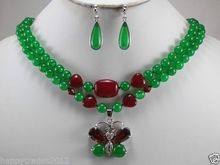 Free shipping@@@@@     X38 green  stone  crystal pendant necklace earrings set 2024 - buy cheap