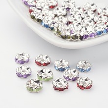 Pandahall 50pc Mixed Color Acrylic Brass Rhinestone Spacer Beads Grade "B" Rondelle 2024 - buy cheap