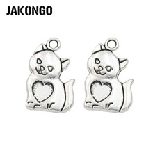 JAKONGO Tibetan Silver Plated Cat Charms Pendant for Jewelry Making Bracelet Accessories DIY 22x14mm 20PCS/lot 2024 - buy cheap