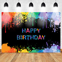 Glow Splatter Backdrop Birthday Background Colorful Graffiti Birthday Party Banner Decoration Neon Paint Photo Booth Backdrops 2024 - buy cheap