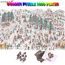 MOMEMO de esquí campo de dibujos animados 1000 piezas rompecabezas gigante de rompecabezas de madera 1000 para adultos niños adolescentes juguetes rompecabezas de 1000 piezas 2024 - compra barato