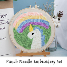 Rainbow Unicorn Pattern Punch Needle Embroidery Kit Needlework Handwork Cross Stitch Set for Beginner Handmade Home Decor 2024 - buy cheap